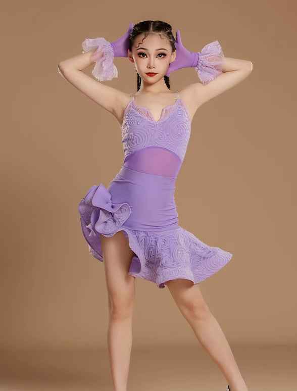 Girls Latin Dance Dresses Black Purple Asymmetrical Skirts Salsa Rumba Moderndancedress.com Girls Latin Dance Dresses Black Purple Asymmetrical Skirts Salsa Rumba Moderndancedress.com