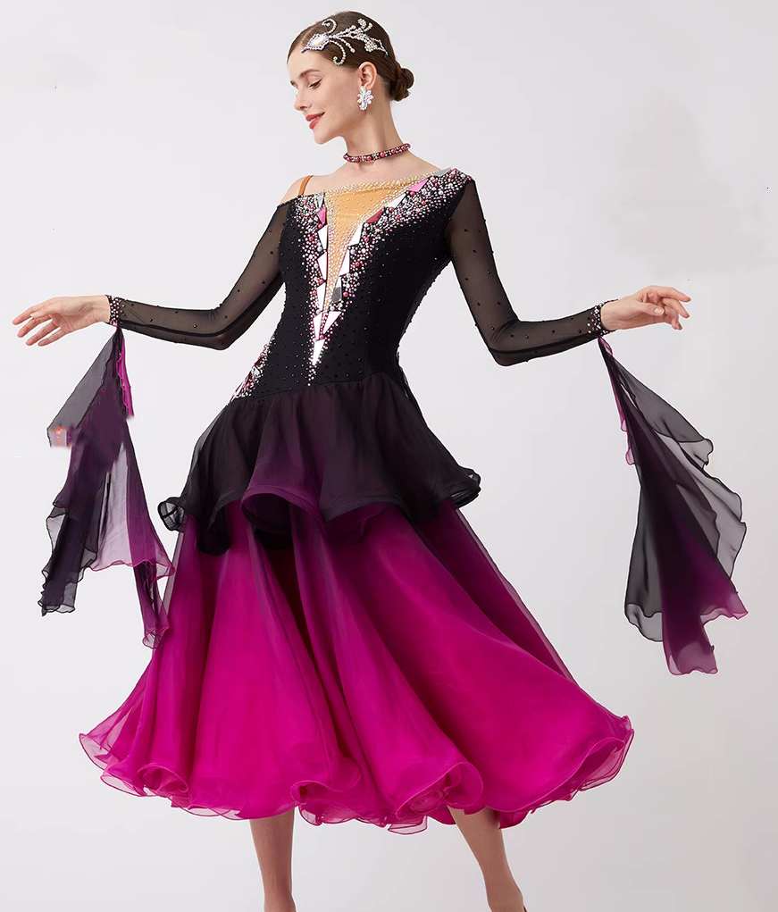 Custom Size Competition Ballroom Dance Dresses for Women Girls Fuchsia