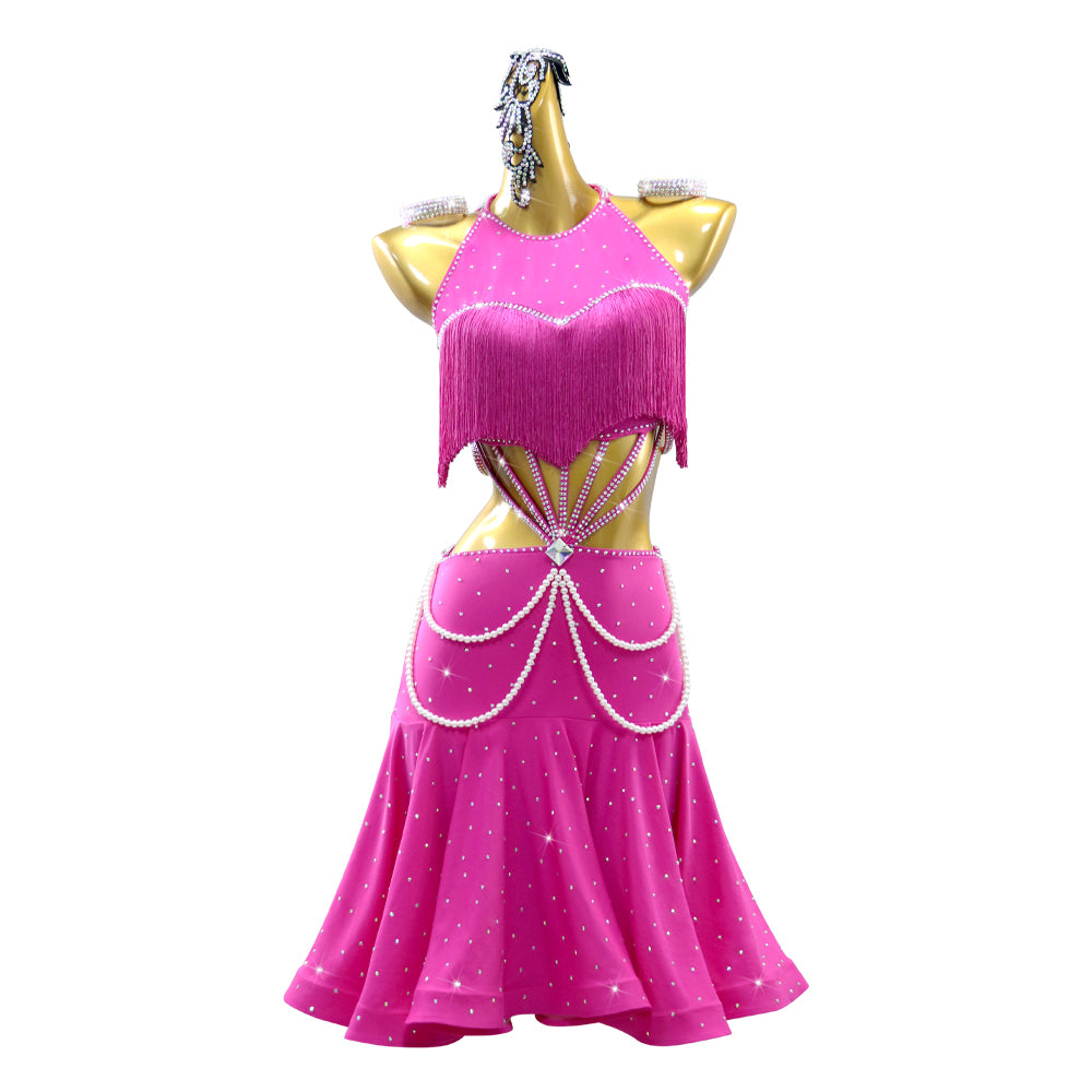 Hot Pink Fuchsia Fringe Competition Latin Dance Dresses for Women Girl Moderndancedress.com Hot Pink Fuchsia Fringe Competition Latin Dance Dresses for Women Girl Moderndancedress.com