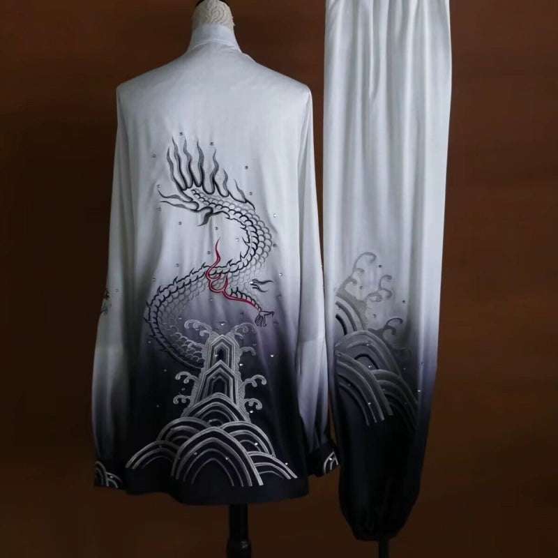 Custom Size Competition Tai Chi Clothing for Unisex Martial Arts Changquan Wushu Performance Uniforms Embroidered Dragon - Moderndancedress.com