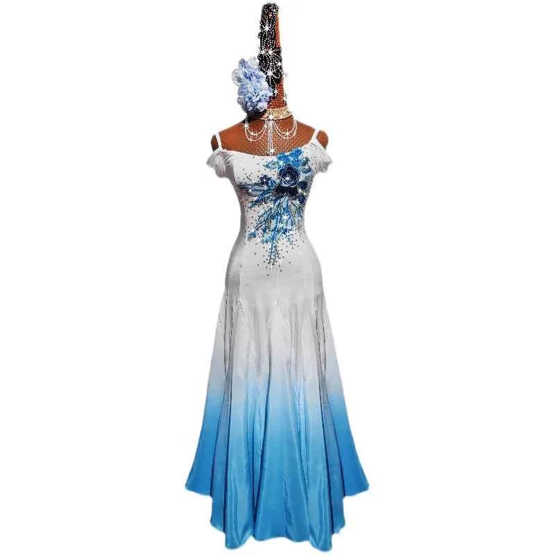 Blue Gradient Smooth Dance Dresses for Women Girls Ballroom Competitio Moderndancedress.com Blue Gradient Smooth Dance Dresses for Women Girls Ballroom Competitio Moderndancedress.com
