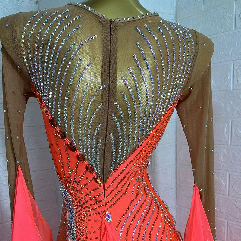Customized Size Competition Ballroom Dance Dresses for Women Girls Tango Waltz Performance Costume - Moderndancedress.com