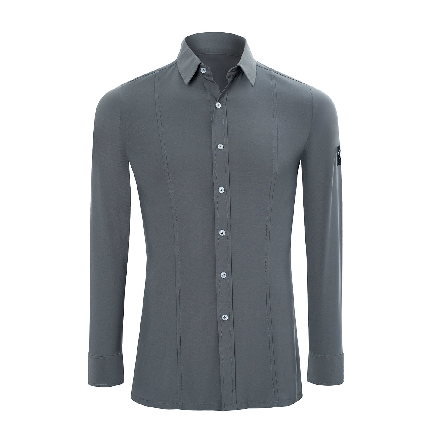 Men's Ballroom Latin Dance Shirt Salsa Rumba Chacha Ball Party Performance Tops Long Sleeve Purple Grey