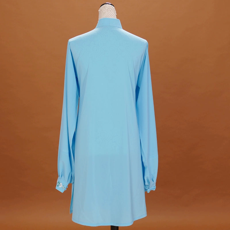 Custom Size Light Blue Crane Embroidered Tai Chi Clothing for Unisex Competition Chinese Kung Fu Martial Art Performance Uniforms Group Taijiquan - Moderndancedress.com