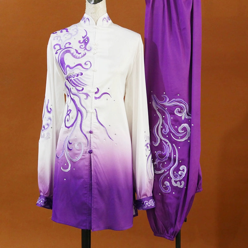 Custom Size Embroidery Phoenix Taichi Clothing Taijiquan Wushu Performance Clothing for Unisex Group Competition Clothing Martial Arts Uniforms - Moderndancedress.com