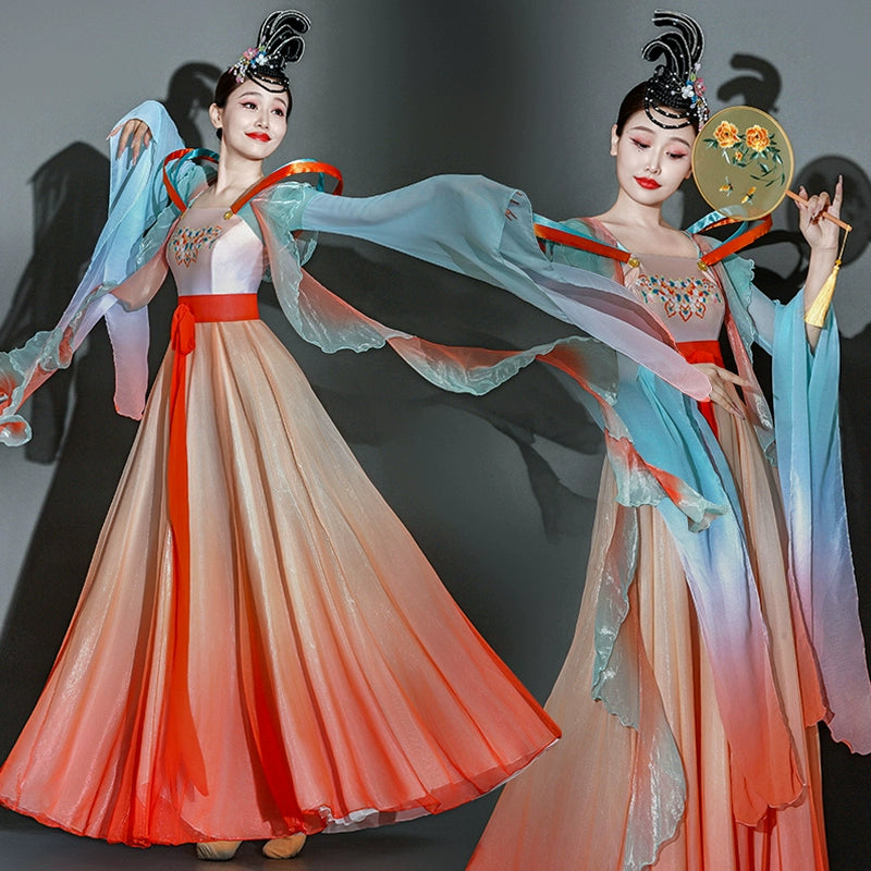 Chinese folk Classical Dance Costume women girls Han Tang fairy princess Dance dresses dunhuang flying dance clothes hanfu Moderndancedress.com Chinese folk Classical Dance Costume women girls Han Tang fairy princess Dance dresses dunhuang flying dance clothes hanfu Moderndancedress.com