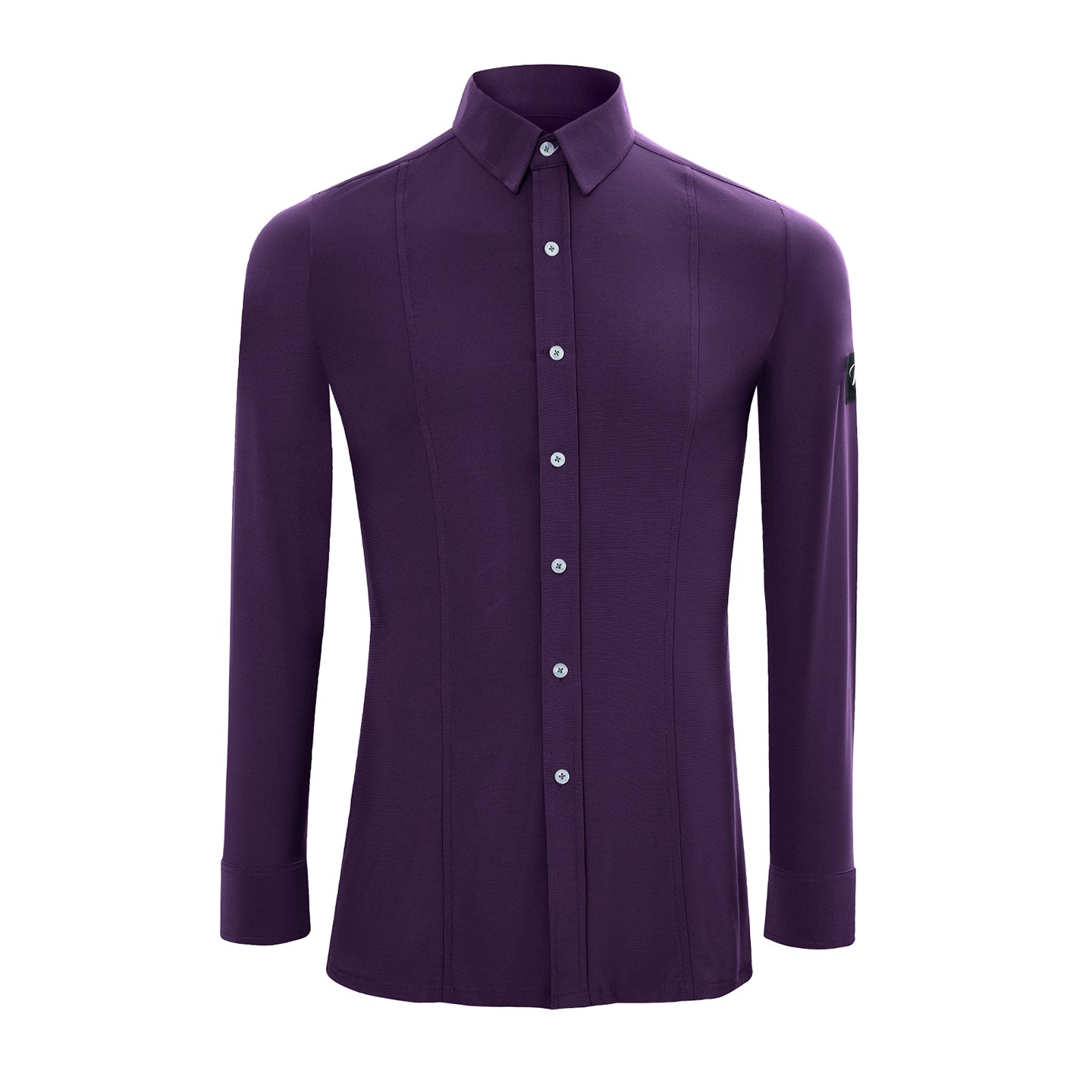 Men's Ballroom Latin Dance Shirt Salsa Rumba Chacha Ball Party Performance Tops Long Sleeve Purple Grey