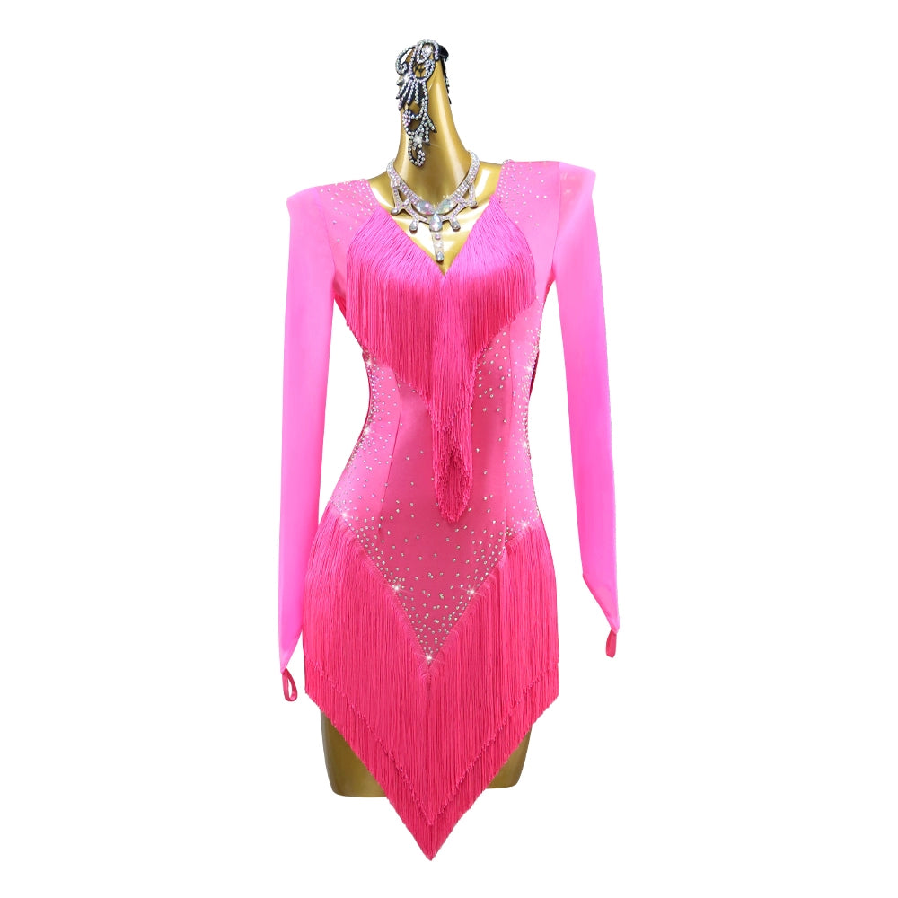 long sleeve latin dress Long Sleeve Hot Pink Fringe Competition Latin Dance Contest Dresses fo Moderndancedress.com long sleeve latin dress Long Sleeve Hot Pink Fringe Competition Latin Dance Contest Dresses fo Moderndancedress.com