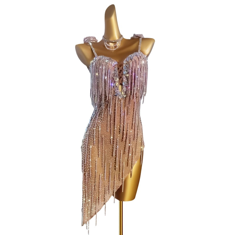 Custom Size Gold Fuchsia Fringe Competition Latin Dance Dresses for Wo Moderndancedress.com Custom Size Gold Fuchsia Fringe Competition Latin Dance Dresses for Wo Moderndancedress.com