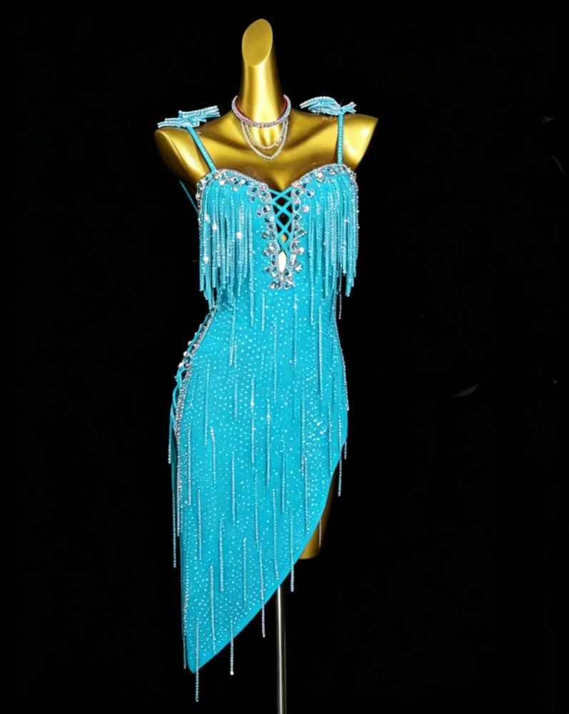 blue salsa dress Custom Size Competition Turquoise Fuchsia Latin Dance Dress Salsa Ballroom  Chacha Dance Costumes – Moderndancedress.com