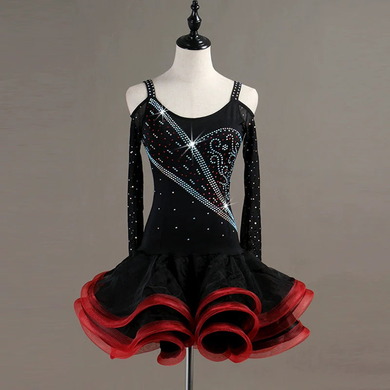 Latin Dance Dresses Latin Dance Competition Dresses / Rhinestones High Dress - Moderndancedress.com