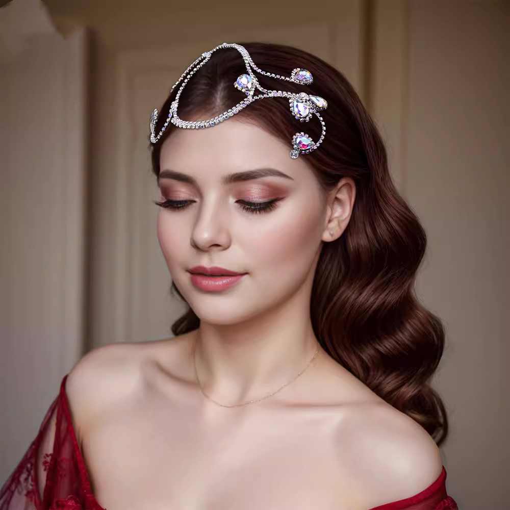 Gemstones latin ballroom Dance headdress for women girls waltz tango competition singer host Contest hair Accessories Bridal Headwear - Moderndancedress.com