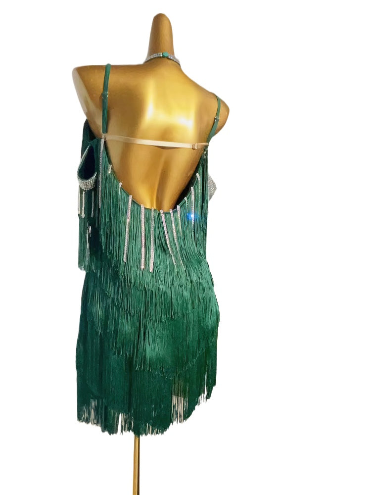 Custom Size Blue Wine Dark Green Competition Latin Dance Dresses for Women Girls