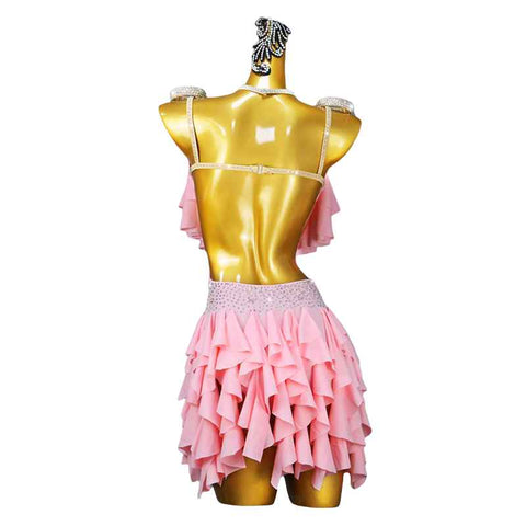 Pink Fringe Ruffles Latin Dance Dress for Women Girls Salsa Rumba Chacha Dancing Costumes for Female - Moderndancedress.com