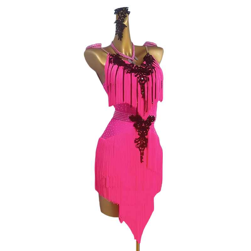 Custom Size Orange Fringe Competition Latin Dance Dresses for Women Girls Salsa Rumba Chacha Blackpool Dancingh Performance Clothing - Moderndancedress.com