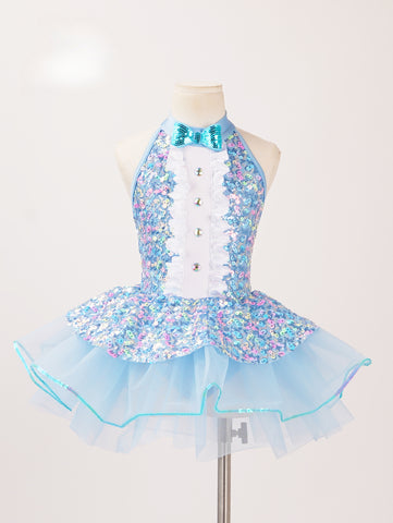 Children Toddlers Purple blue sparkle sequins tutu skirt ballet dance dresses jazz dance costumes kindergartens princess dance outfits for kids