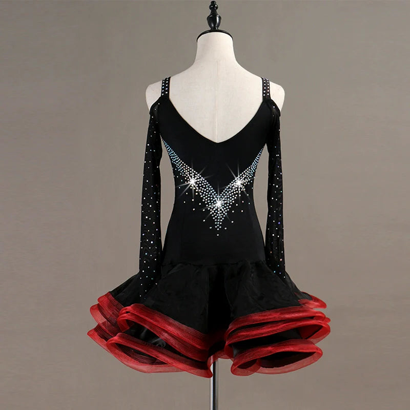 Latin Dance Dresses Latin Dance Competition Dresses / Rhinestones High Dress - Moderndancedress.com
