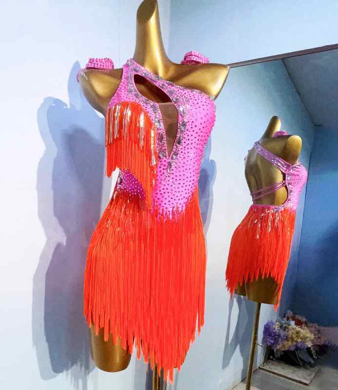 Custom Size Pink Red Competition Latin Dance Dresses for Women Salsa Rumba Blackpool One Shoulder Performance Wear