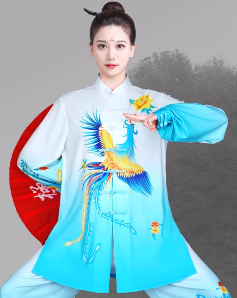 Blue phoenix Tai Chi Clothing for Women's chinese kung fu uniforms martial art wushu performance clothes - Moderndancedress.com