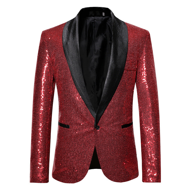 Pink Gold  Silver Blue Sequins Jazz Dance Blazers for Men Youth Host Singers Choir Band Music Production Consert Party Performance Coats for Male - Moderndancedress.com