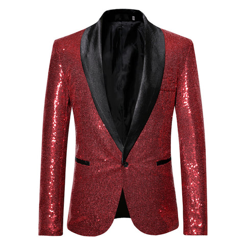 Pink Gold  Silver Blue Sequins Jazz Dance Blazers for Men Youth Host Singers Choir Band Music Production Consert Party Performance Coats for Male - Moderndancedress.com