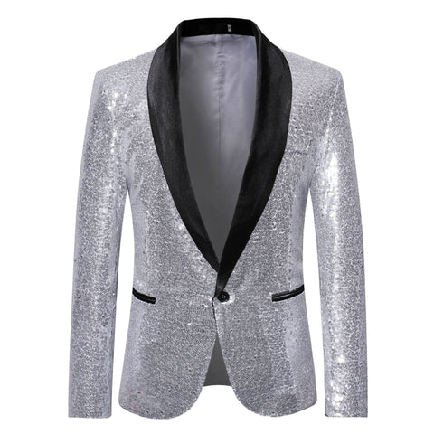 Pink Gold  Silver Blue Sequins Jazz Dance Blazers for Men Youth Host Singers Choir Band Music Production Consert Party Performance Coats for Male - Moderndancedress.com