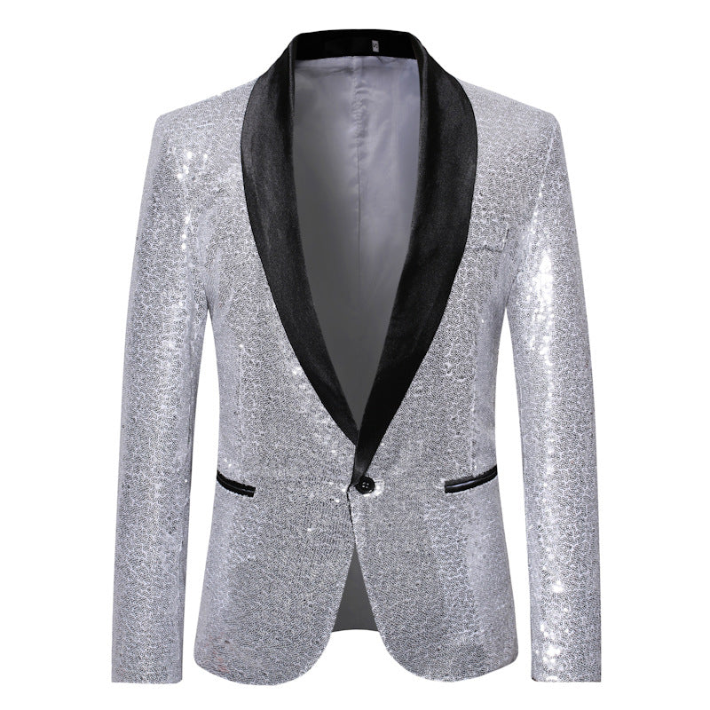 Pink Gold  Silver Blue Sequins Jazz Dance Blazers for Men Youth Host Singers Choir Band Music Production Consert Party Performance Coats for Male - Moderndancedress.com