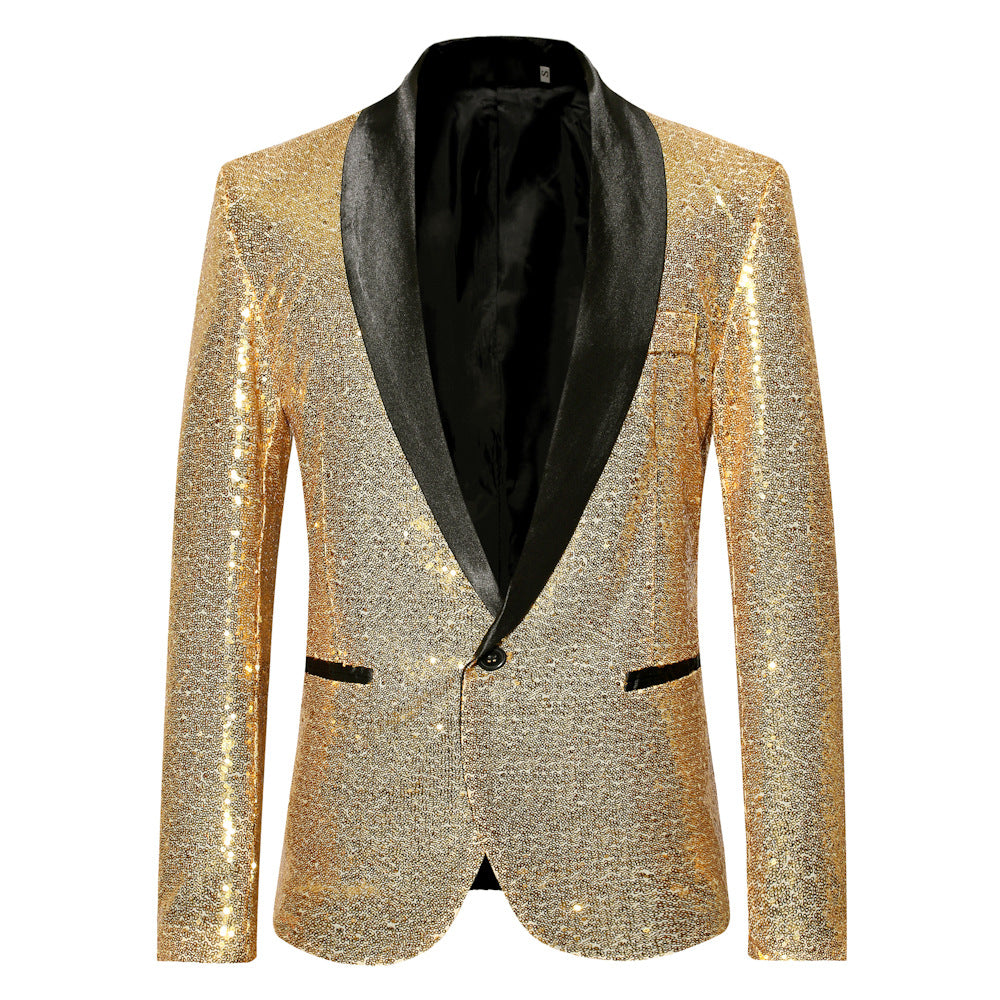 Pink Gold  Silver Blue Sequins Jazz Dance Blazers for Men Youth Host Singers Choir Band Music Production Consert Party Performance Coats for Male - Moderndancedress.com