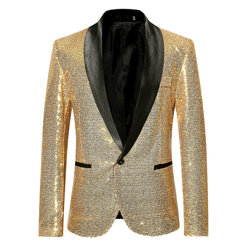 Pink Gold  Silver Blue Sequins Jazz Dance Blazers for Men Youth Host Singers Choir Band Music Production Consert Party Performance Coats for Male - Moderndancedress.com