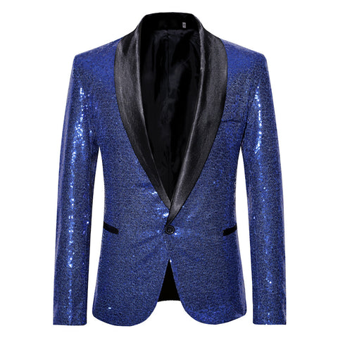 Pink Gold  Silver Blue Sequins Jazz Dance Blazers for Men Youth Host Singers Choir Band Music Production Consert Party Performance Coats for Male - Moderndancedress.com
