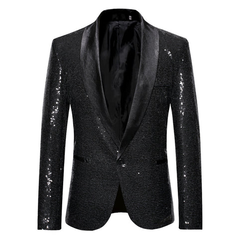 Pink Gold  Silver Blue Sequins Jazz Dance Blazers for Men Youth Host Singers Choir Band Music Production Consert Party Performance Coats for Male - Moderndancedress.com
