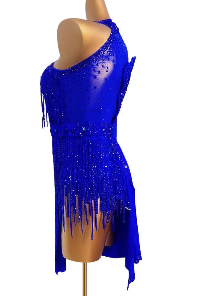 Custom Size Competition Latin Dance Dresses One Shoulder Slant Neck Salsa Rumba Chacha Latin Dance Costumes