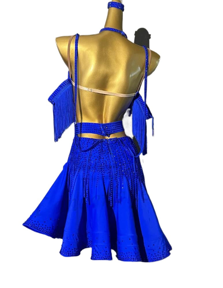 Custom Size Royal Blue Latin Dance Dresses for Women Girls Salsa Rumba Chacha Latin Dance Costumes