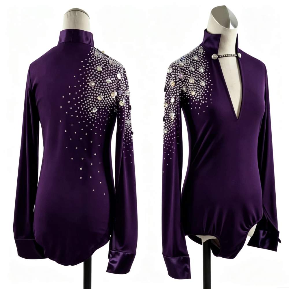 Custom Size Men's Latin Dance Shirts Pink Black Diamond Boys Professional Ballroom Waltz Tango Flamenco Chacha Dancing Body Shirt