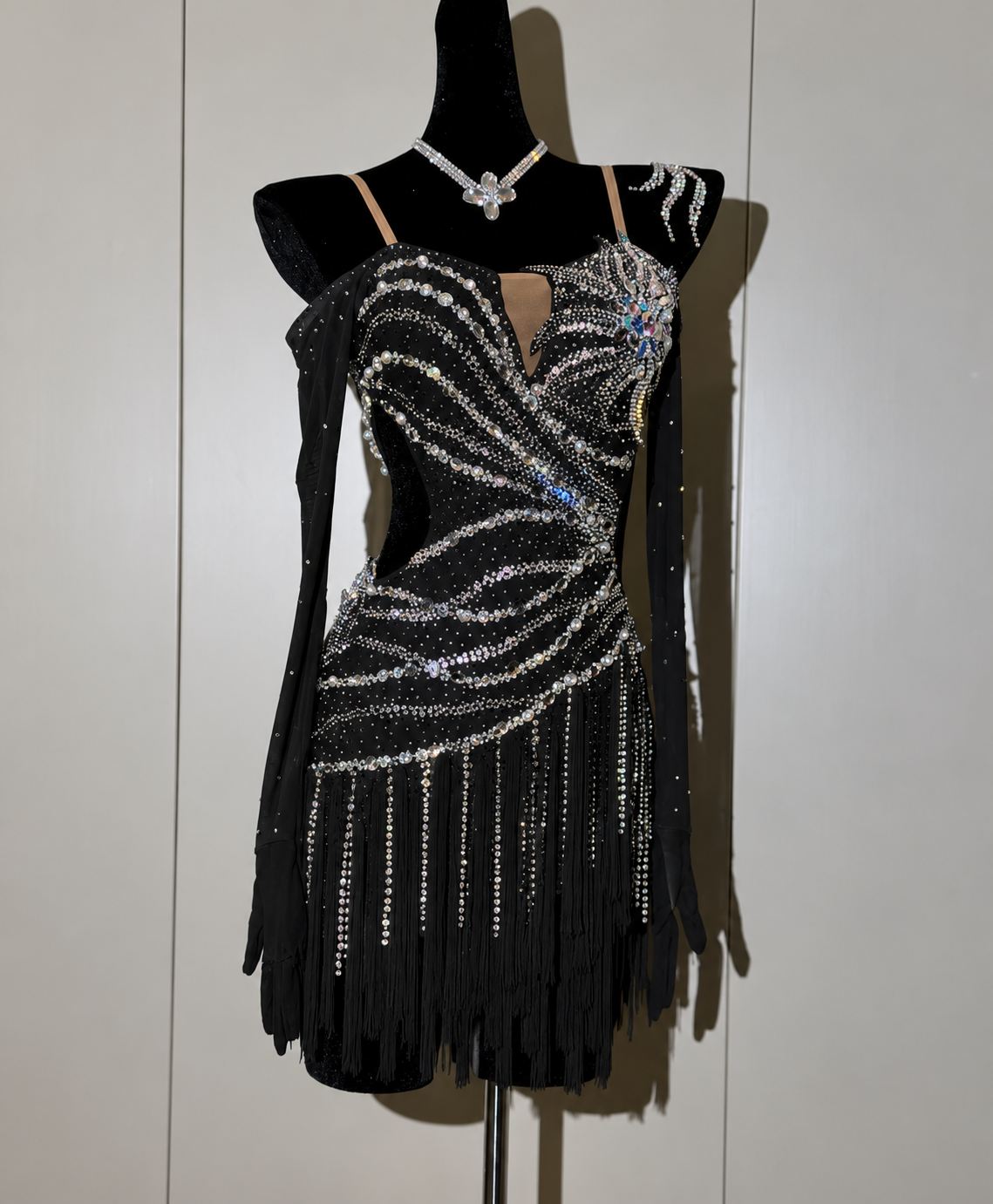Custom Colorful Rhinestone Latin Dance Competition Dress Ballroom Salsa Dance Costume