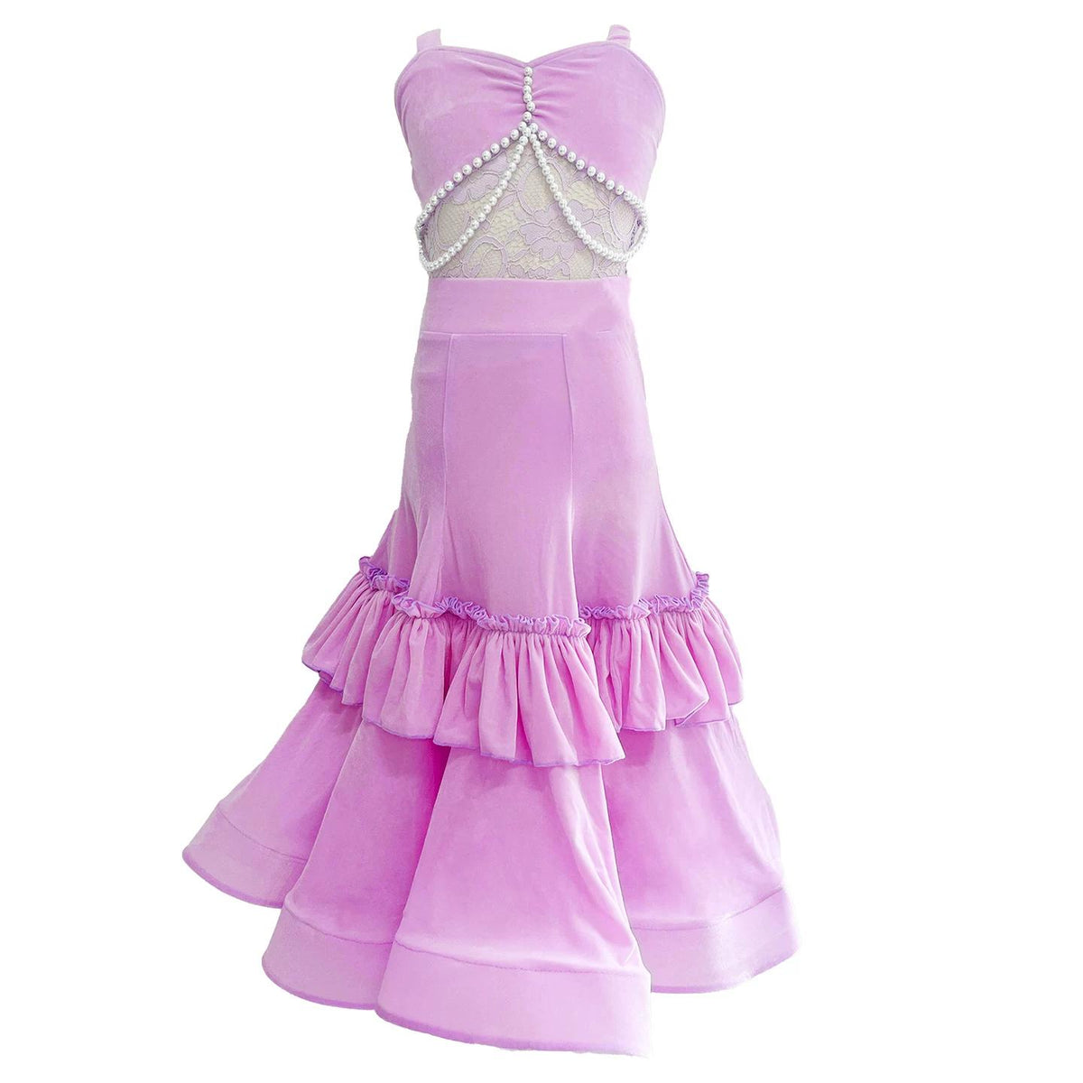 Professional Kids Light Purple Ballroom Competition Dress | Girls Latin Wear