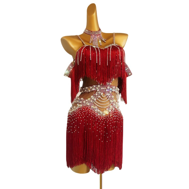 Custom Size Competition Latin Dance Dresses for Women Girls Green Black Wine Blue Salsa Rumba Chacha Blackpool Dance Clothes
