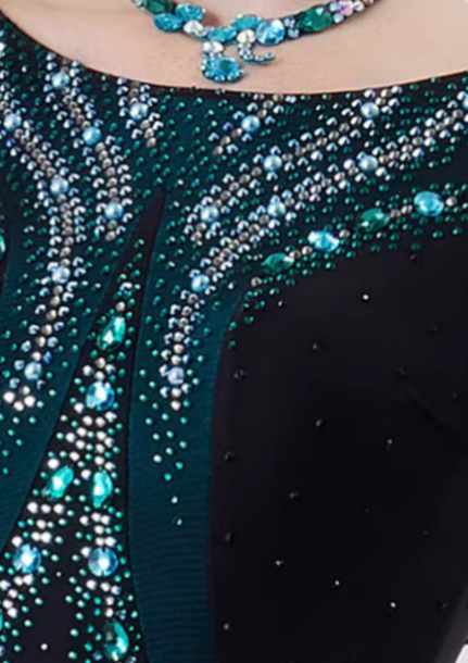 Custom Size Blue Competition Ballroom Dance Dresses for Women Pearl Chiffon National Waltz Tango Long Gown - Moderndancedress.com