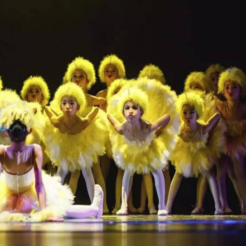 K10025Children ballet dance dresses modern dance feather yellow cartoon duck cosplay stage performance photography cosplay costumes dresses
