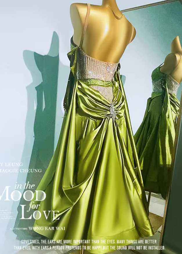Custom Size Avocado Competition Ballroom Dance Dress Waltz Tango Perform Gown