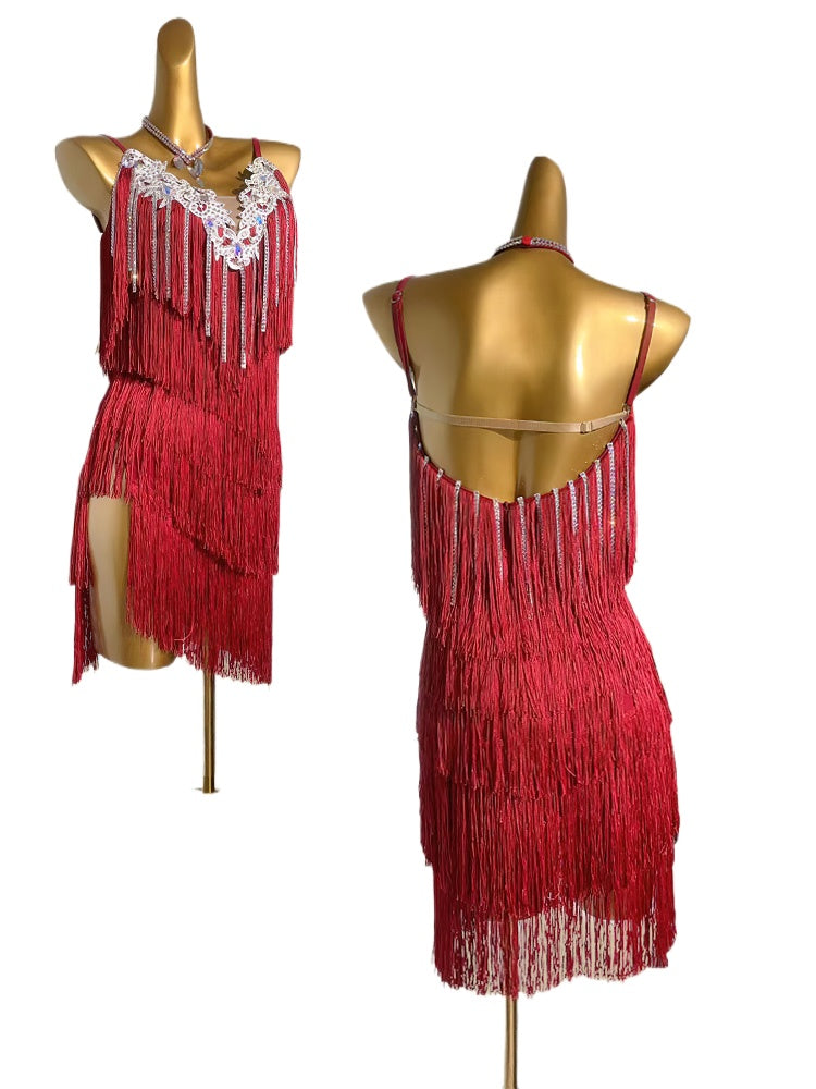 Custom Size Blue Wine Dark Green Competition Latin Dance Dresses for Women Girls