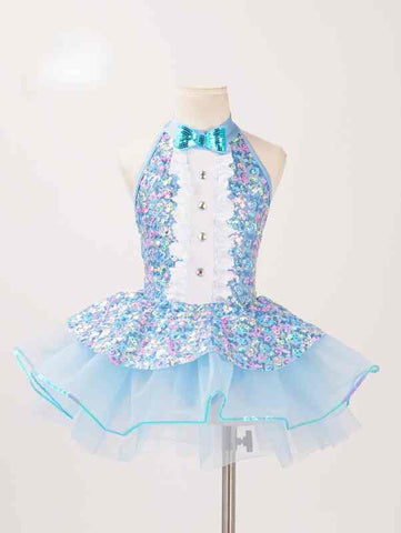 Children Toddlers Purple blue sparkle sequins tutu skirt ballet dance dresses jazz dance costumes kindergartens princess dance outfits for kids