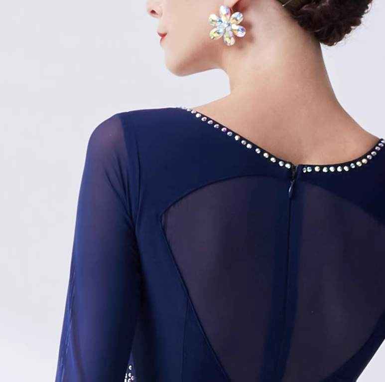 Custom Size Navy Competition Ballroom Dance Dresses for Women Waltz Tango National Standard Dance Long Gown