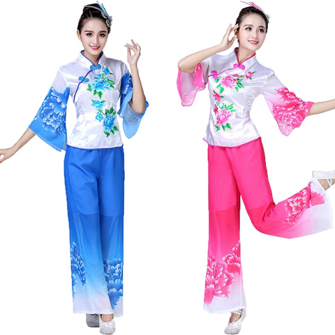 Folk Dance Costumes Yangko Suit for Women Dance Performance Drum and Drum Square Dance Costume - 