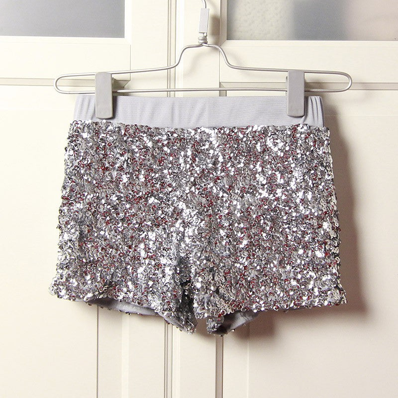 Women Sequins jazz Shorts Elastic Booty Short with High Waist Silver Black Gold Red DS hip hop jazz Sparke Shorts Outfit