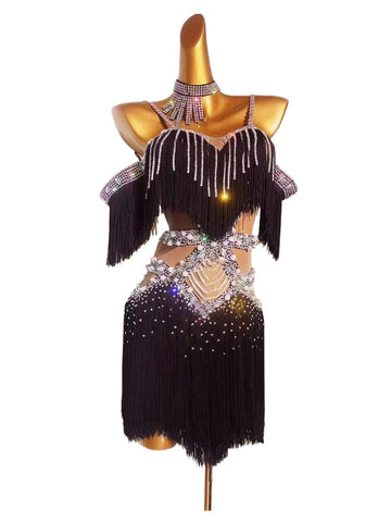 Custom Size Competition Latin Dance Dresses for Women Girls Green Black Wine Blue Salsa Rumba Chacha Blackpool Dance Clothes