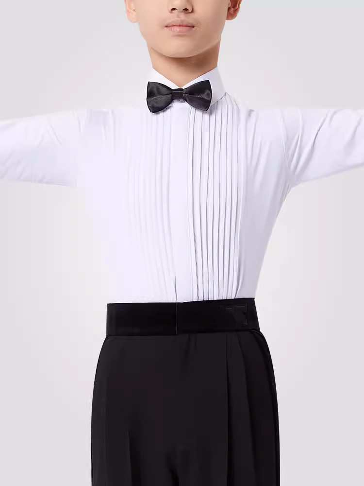 Boys kids latin ballroom Dance shirts white color kids modern dance tops Performance clothes one-piece top - Moderndancedress.com