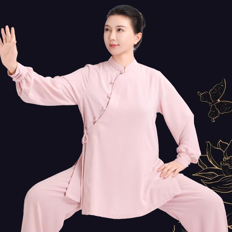 Dark Green Tai Chi Clothing for Women Cotton Chinese KungFu Uniforms Wushu Martial Arts Baduanjin Practice Clothes - Moderndancedress.com