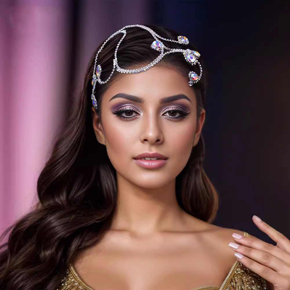 Gemstones latin ballroom Dance headdress for women girls waltz tango competition singer host Contest hair Accessories Bridal Headwear - Moderndancedress.com