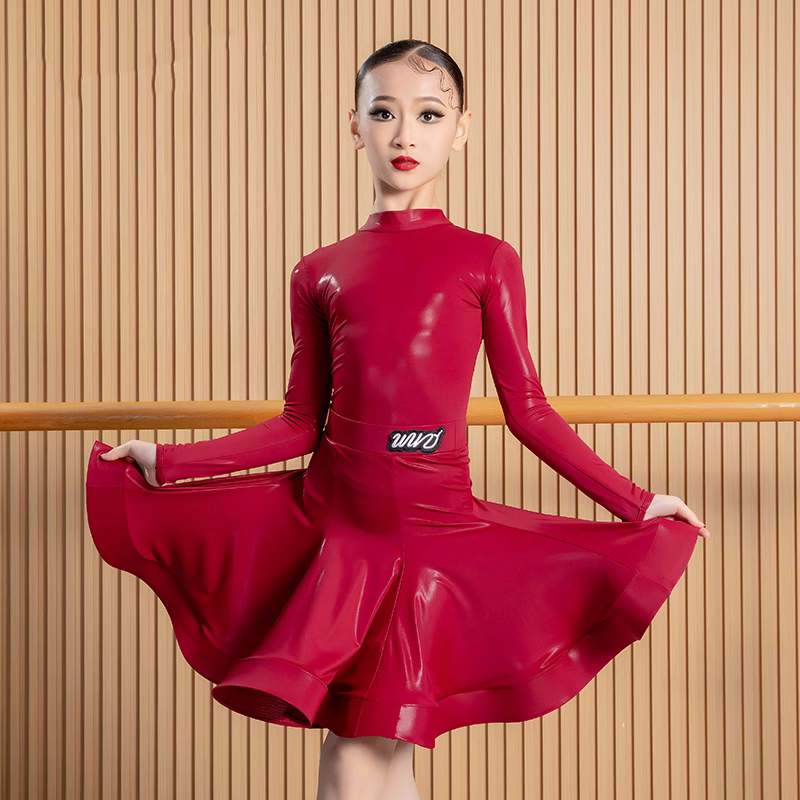 Children's Latin Dance dresses blue yellow purple coffee latin ballroom salsa Competition Costumes for girls - Moderndancedress.com